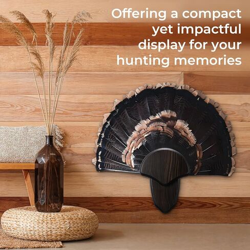 Junkin Turkey Mounting Kit, 9.4 x 6.7 Inch Wooden Turkey Fan Mount Plaque with 5 Screws and Metal Backboard, Easy Installation for Tail and Beard Display, Black in Saudi Arabia