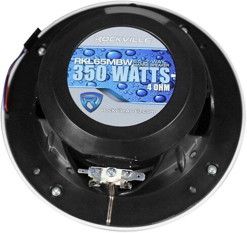 Rockville RKL65MBW Bundle: (4) 6.5 in 700W Peak/170W RMS Marine Speakers with LED and Black/White Grilles, Atom S20 4-Channel 1600W Bluetooth Amplifier, RMWK4 Amp Kit, MRCA25 RCA Cable, 7-Items in Saudi Arabia
