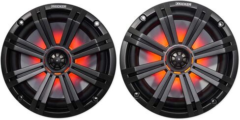 KICKER Pair 45KM84L 8" 600 Watt Marine Boat Waterproof Speakers w/LED's KM8 Bundle with Rockville Dual 7.7" Polished Silver Aluminum Wakeboard Tower Speaker Enclosure in Saudi Arabia