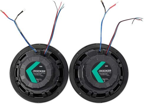 KICKER Pair 45KM84L 8" 600 Watt Marine Boat Waterproof Speakers w/LED's KM8 Bundle with Rockville Dual 7.7" Polished Silver Aluminum Wakeboard Tower Speaker Enclosure in Saudi Arabia