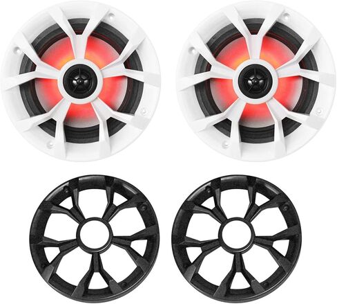 Rockville RKL65MBW Bundle: (6) 6.5 in 700-Watt Boat Speakers w/LED, RXM-S6 2600W 6-Channel Amplifier, RMWK4 4 AWG Marine Amplifier Wire Kit, RGHR2 Marine Gauge Hole Receiver, 9-Items in Saudi Arabia