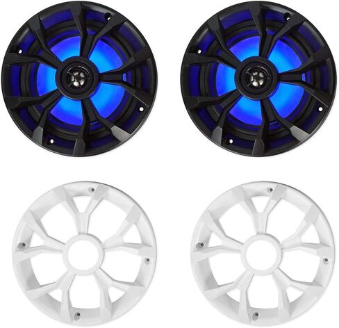 Rockville RKL65MBW Bundle: (6) 6.5 in 700-Watt Boat Speakers w/LED, RXM-S6 2600W 6-Channel Amplifier, RMWK4 4 AWG Marine Amplifier Wire Kit, RGHR2 Marine Gauge Hole Receiver, 9-Items in Saudi Arabia
