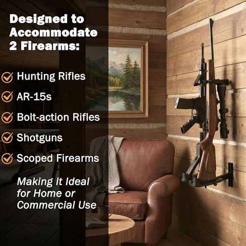 Rush Creek Creations Adjustable Metal 2-Gun Wall Rack – Wall Mounted Rifle & Shotgun Storage Organizer in Saudi Arabia