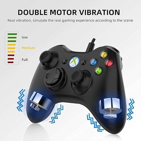 NBCP Wired Controller for Xbox 360, 2.4G Game Joystick Controller Gamepad for Xbox 360 Slim Console, PC Windows 7/8/10, Upgraded Gamepad with Dual Vibration Feedback and 60-inch Flexible Cord in Saudi Arabia