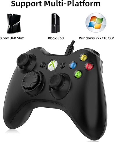 NBCP Wired Controller for Xbox 360, 2.4G Game Joystick Controller Gamepad for Xbox 360 Slim Console, PC Windows 7/8/10, Upgraded Gamepad with Dual Vibration Feedback and 60-inch Flexible Cord in Saudi Arabia