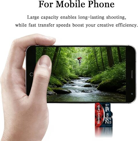 256GB Class 10 MicroSDHC Flash Memory Card with Adapter for Mobile Device Storage Phone, Tablet, Drone & Full HD Video Recording in Saudi Arabia
