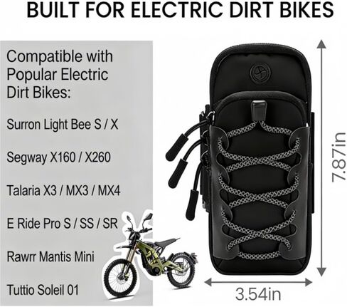 حقيبة تخزين للدراجات النارية والدراجة الترابية الكهربائية لـ Surron LBX Hyper Bee Tuttio Soleil 01 E-Ride Pro SS SR S Talaria MX3/4/5 Rawrr Mantis Segway X160/260 لبطاقة مفتاح الهاتف الضروريات اليومية (أسود) in Saudi Arabia