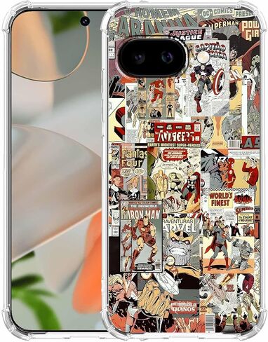 Case for Google Pixel 10/10 Pro with Superhero Design,Cartoon Comic Pop Culture Art Collage Pattern,Clear Soft TPU Bumper Case,6.3"(Hero,p10) in Saudi Arabia