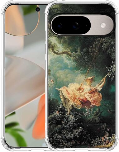 حافظة لهاتف Google Pixel 9/9 Pro بتصميم فني كلاسيكي من عصر النهضة، نمط الروكوكو الجمالي العتيق، غطاء هاتف ممتص للصدمات ناعم وشفاف، 6.3 بوصات (عصر النهضة، P9) in Saudi Arabia