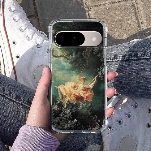 حافظة لهاتف Google Pixel 9/9 Pro بتصميم فني كلاسيكي من عصر النهضة، نمط الروكوكو الجمالي العتيق، غطاء هاتف ممتص للصدمات ناعم وشفاف، 6.3 بوصات (عصر النهضة، P9) in Saudi Arabia