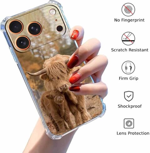 Case for iPhone 17 Pro Max with Cow Design,Cute Highland Cattle Family Pattern,Clear Slim Soft TPU Bumper Phone Cover,6.9"(Cow,17PM) in Saudi Arabia