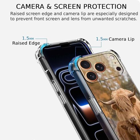 Case for iPhone 17 Pro Max with Cow Design,Cute Highland Cattle Family Pattern,Clear Slim Soft TPU Bumper Phone Cover,6.9"(Cow,17PM) in Saudi Arabia
