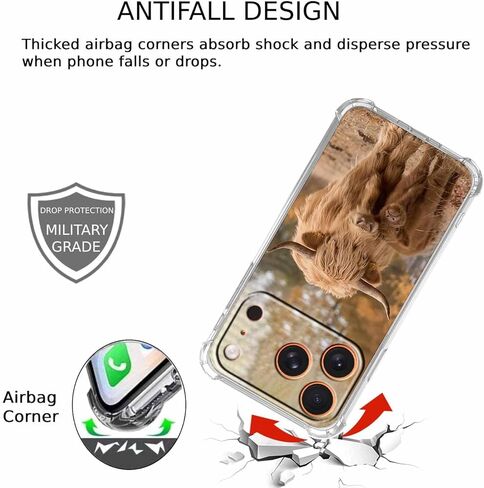 Case for iPhone 17 Pro Max with Cow Design,Cute Highland Cattle Family Pattern,Clear Slim Soft TPU Bumper Phone Cover,6.9"(Cow,17PM) in Saudi Arabia