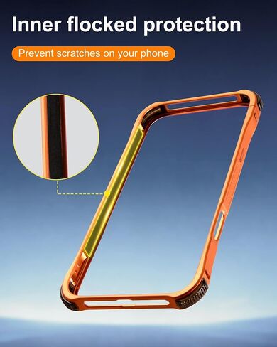 حافظة معدنية ممتصة للصدمات لهاتف iPhone 17 Pro Max [واقي عدسة منفصل] إطار من سبائك الألومنيوم وظهر مجوف متوافق مع Magsafe، غطاء حماية نحيف ومقاوم للصدمات، غطاء صلب، برتقالي كوني in Kuwait