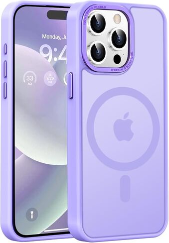 Newfuture Magnetic for iPhone 15 Pro Case [Compatible with Magsafe] [Military Grade Drop Protection] Translucent Matte Anti-Fingerprint Shockproof Phone Case for iPhone 15 Pro 6.1 inch, Lilac Purple in Saudi Arabia