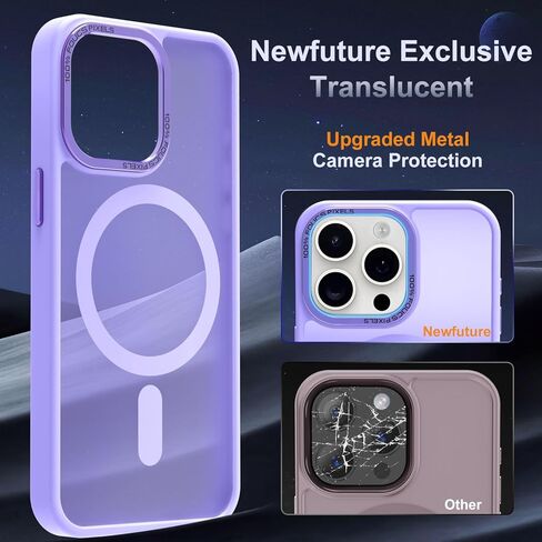 Newfuture Magnetic for iPhone 15 Pro Case [Compatible with Magsafe] [Military Grade Drop Protection] Translucent Matte Anti-Fingerprint Shockproof Phone Case for iPhone 15 Pro 6.1 inch, Lilac Purple in Saudi Arabia