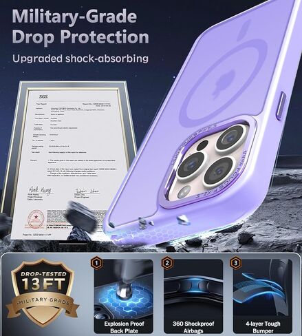Newfuture Magnetic for iPhone 15 Pro Case [Compatible with Magsafe] [Military Grade Drop Protection] Translucent Matte Anti-Fingerprint Shockproof Phone Case for iPhone 15 Pro 6.1 inch, Lilac Purple in Saudi Arabia