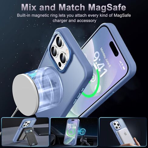Newfuture Upgraded Magnetic for iPhone 15 Pro Max Case [Compatible with Magsafe] [Mil-Grade Protection], Pocket-Friendly, Slim Translucent Phone Case Cover for iPhone 15 Pro Max 6.7", Light Blue in Saudi Arabia