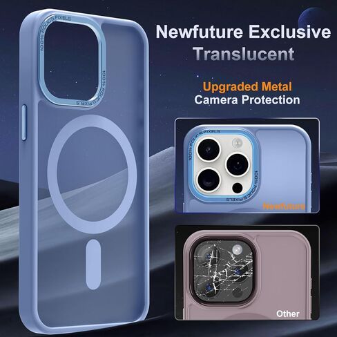 Newfuture Upgraded Magnetic for iPhone 15 Pro Max Case [Compatible with Magsafe] [Mil-Grade Protection], Pocket-Friendly, Slim Translucent Phone Case Cover for iPhone 15 Pro Max 6.7", Light Blue in Saudi Arabia