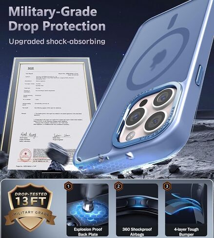 Newfuture Upgraded Magnetic for iPhone 15 Pro Max Case [Compatible with Magsafe] [Mil-Grade Protection], Pocket-Friendly, Slim Translucent Phone Case Cover for iPhone 15 Pro Max 6.7", Light Blue in Saudi Arabia