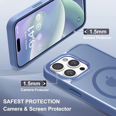 Newfuture Upgraded Magnetic for iPhone 15 Pro Max Case [Compatible with Magsafe] [Mil-Grade Protection], Pocket-Friendly, Slim Translucent Phone Case Cover for iPhone 15 Pro Max 6.7", Light Blue in Saudi Arabia