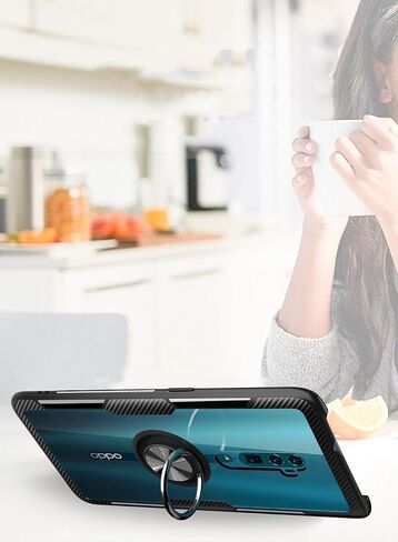 حافظة SORAKA شفافة لهاتف oppo Reno 10X Zoom/Oppo Reno 5G مع حامل حلقي، حافظة نحيفة وشفافة من البولي كربونات الصلب، حافظة تكبير oppo Reno 10X مع لوحة معدنية لحامل هاتف السيارة المغناطيسي in Kuwait