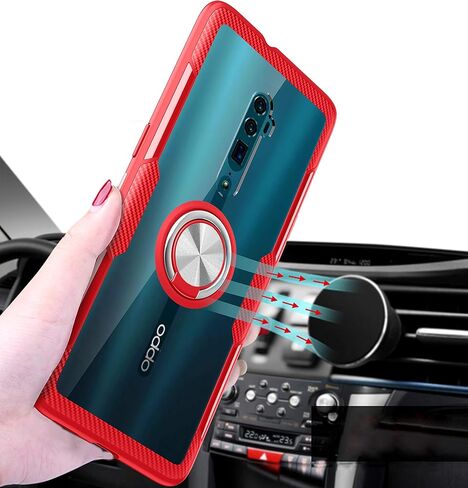 حافظة SORAKA شفافة لهاتف oppo Reno 10X Zoom/Oppo Reno 5G مع حامل حلقي، حافظة نحيفة وشفافة من البولي كربونات الصلب، حافظة تكبير oppo Reno 10X مع لوحة معدنية لحامل هاتف السيارة المغناطيسي in Kuwait