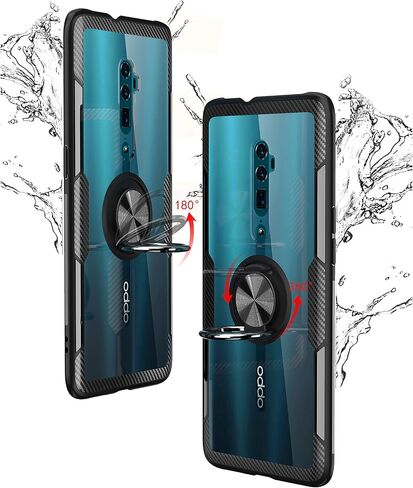 حافظة SORAKA شفافة لهاتف oppo Reno 10X Zoom/Oppo Reno 5G مع حامل حلقي، حافظة نحيفة وشفافة من البولي كربونات الصلب، حافظة تكبير oppo Reno 10X مع لوحة معدنية لحامل هاتف السيارة المغناطيسي in Kuwait