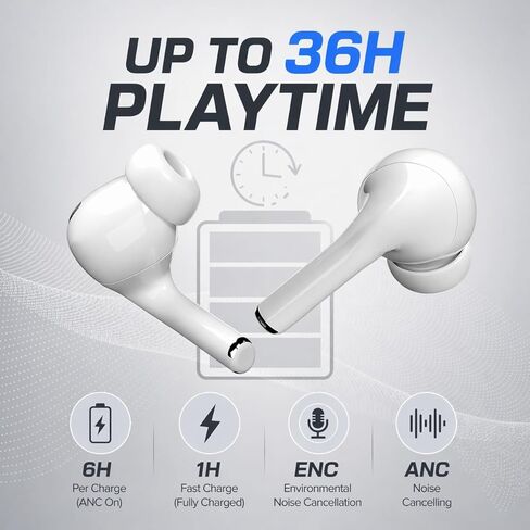 Wireless Earbuds Pro 3, Bluetooth 5.3 Noise Cancelling Ear buds with ANC,Immersive Stereo Sound,ENC Clear Calls,30H Playtime,IPX5 Waterproof,Touch Control,In-Ear Headphones for iPhone/ Android (white) in Saudi Arabia