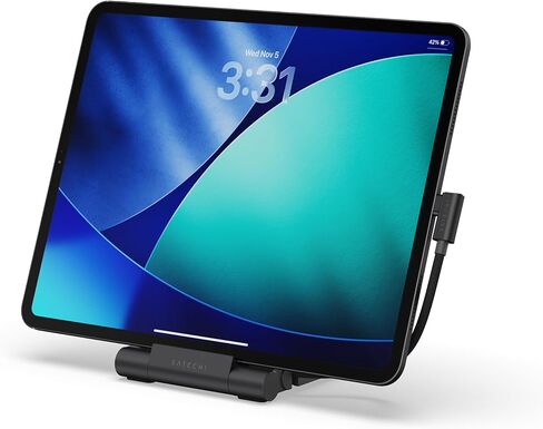محور حامل Satechi USB-C، محطة عمل قابلة للطي مع توسيع شاشة HDMI 4K@60 هرتز وشحن توصيل الطاقة 100 واط، مصمم للأجهزة اللوحية وأجهزة الكمبيوتر المحمولة والهواتف الذكية، حتى 13 بوصة، أسود فضائي in Kuwait