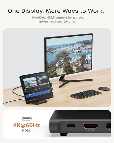 محور حامل Satechi USB-C، محطة عمل قابلة للطي مع توسيع شاشة HDMI 4K@60 هرتز وشحن توصيل الطاقة 100 واط، مصمم للأجهزة اللوحية وأجهزة الكمبيوتر المحمولة والهواتف الذكية، حتى 13 بوصة، أسود فضائي in Kuwait