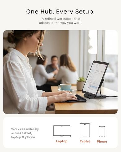 محور حامل Satechi USB-C، محطة عمل قابلة للطي مع توسيع شاشة HDMI 4K@60 هرتز وشحن توصيل الطاقة 100 واط، مصمم للأجهزة اللوحية وأجهزة الكمبيوتر المحمولة والهواتف الذكية، حتى 13 بوصة، أسود فضائي in Kuwait