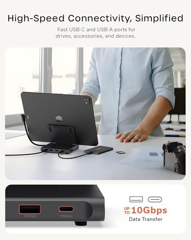 محور حامل Satechi USB-C، محطة عمل قابلة للطي مع توسيع شاشة HDMI 4K@60 هرتز وشحن توصيل الطاقة 100 واط، مصمم للأجهزة اللوحية وأجهزة الكمبيوتر المحمولة والهواتف الذكية، حتى 13 بوصة، أسود فضائي in Kuwait