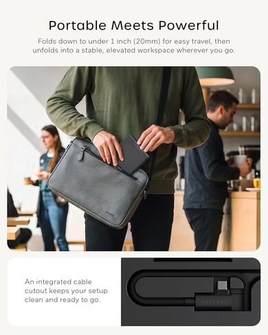 محور حامل Satechi USB-C، محطة عمل قابلة للطي مع توسيع شاشة HDMI 4K@60 هرتز وشحن توصيل الطاقة 100 واط، مصمم للأجهزة اللوحية وأجهزة الكمبيوتر المحمولة والهواتف الذكية، حتى 13 بوصة، أسود فضائي in Kuwait