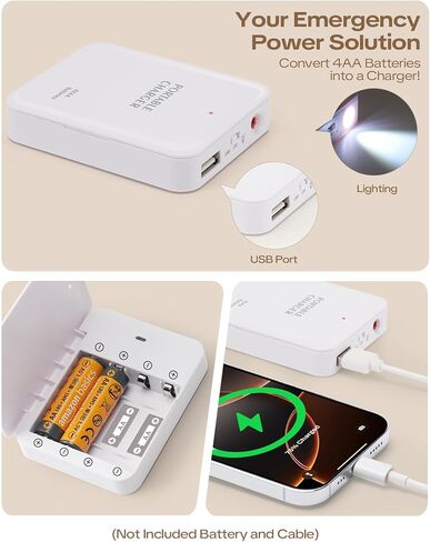 Battery Organizer Storage Case Box with Emergency Power Bank - Convert 4 AA Batteries to Phone Charger with Tester BT-168 PRO for AA AAA C D 9V CR2032 3V, Safe Battery Holder Holds 200+ Batteries in Saudi Arabia