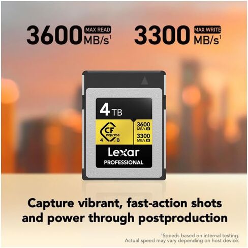 بطاقة الذاكرة Lexar Gold Series Professional CFexpress 4.0 Type-B - 4 تيرابايت، مفردة in Saudi Arabia