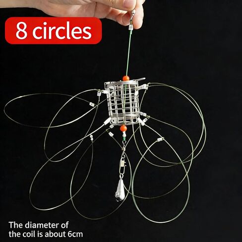 3 Pack Stainless Steel Crab Trap - 8-Loop Cylindrical Crab Snare with Glove & Lead Sinkers, Suitable for Dungeness, Blue, Red & Rock Crab, Ready to Use for Beach, Pier & Dock Fishing in Kuwait