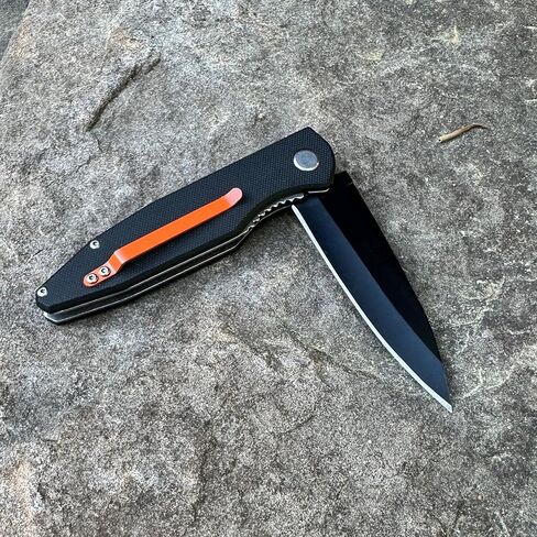 سكين جيب بشفرة قابلة للطي من Bear Grylls، شفرة فولاذية 3.6 بوصة 3cr13، سكين EDC بمقبض G10، ومشبك حزام للتخييم والبقاء على قيد الحياة وحقيبة الظهر - أسود in Kuwait