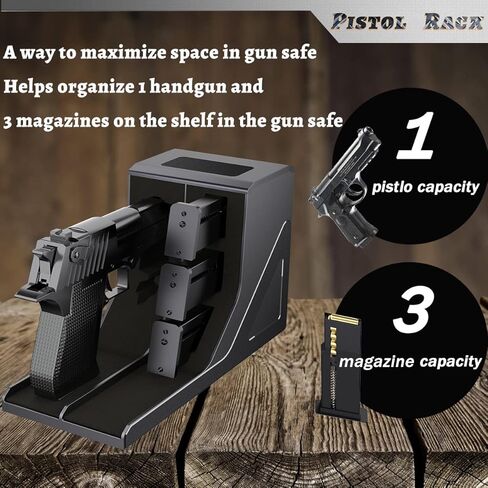 Pistol Rack Universal Protective Handgun Storage,Handgun Rack for Gun Safe Gun Cabinet Storage, Gun Magazine Holder, 1 Gun Holder 3 Mag Slots Fit Most Pistols in Saudi Arabia