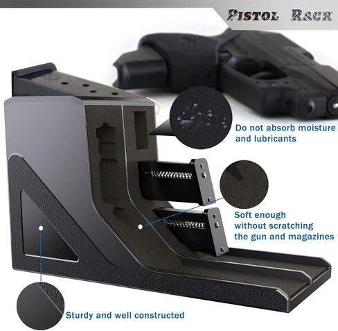 Pistol Rack Universal Protective Handgun Storage,Handgun Rack for Gun Safe Gun Cabinet Storage, Gun Magazine Holder, 1 Gun Holder 3 Mag Slots Fit Most Pistols in Saudi Arabia