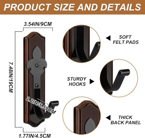 4 Pcs Large Wall Mount Holder Display, Horizontal Mount with Metal Hooks for Bow, Vintage Shooting Holder Hangers Wood Hunting Rack for Wall Display Sword as Gifts for Men in Saudi Arabia