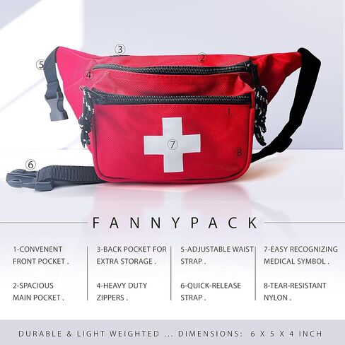 ASA TECHMED - عبوة من 3 قطع للإسعافات الأولية - حزمة Baywatch Lifeguard Fanny - صغيرة الحجم للطوارئ في المنزل، السيارة، في الهواء الطلق، المشي لمسافات طويلة، ساحة اللعب، حمام السباحة، التخييم، مكان العمل in Saudi Arabia