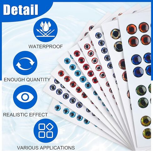 SILANON 1425pcs Fishing Lure Eyes, 3D/4D/5D Fishing Eyes Artificial Realistic Fish Eyes Fly Tying Eyes for Making Fishing Bait Lures Crafts DIY Materials Tool in Saudi Arabia