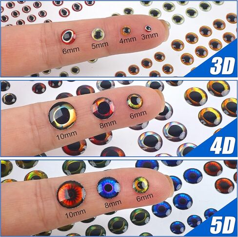 SILANON 1425pcs Fishing Lure Eyes, 3D/4D/5D Fishing Eyes Artificial Realistic Fish Eyes Fly Tying Eyes for Making Fishing Bait Lures Crafts DIY Materials Tool in Saudi Arabia