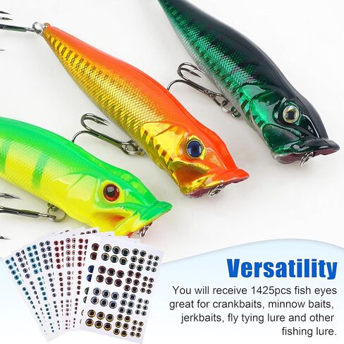 SILANON 1425pcs Fishing Lure Eyes, 3D/4D/5D Fishing Eyes Artificial Realistic Fish Eyes Fly Tying Eyes for Making Fishing Bait Lures Crafts DIY Materials Tool in Saudi Arabia