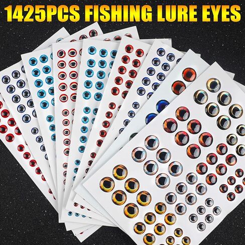 SILANON 1425pcs Fishing Lure Eyes, 3D/4D/5D Fishing Eyes Artificial Realistic Fish Eyes Fly Tying Eyes for Making Fishing Bait Lures Crafts DIY Materials Tool in Saudi Arabia