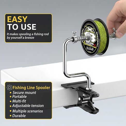 Fishing Line Spooler, Portable Reel Spooling Station for Spinning & Baitcasting Reels, Adjustable Winder Fits Multiple Spool Sizes, Tangle-Free Fishing Essentials in Saudi Arabia