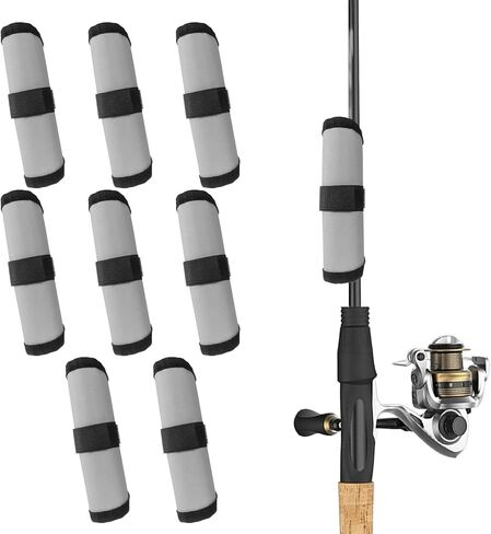 8 Pcs Fishing Lure Covers, 6" Lure Wrap Bait Gloves Fish Hook Storage Protectors Fishing Lure Wraps Rod Covers to Keep Fishermen Safe for Rod(Grey) in Saudi Arabia