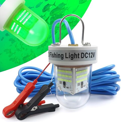 OROOTL Underwater Fishing Light Super Bright 80W 40000LM 12V LED Submersible Fish Bait Finder Night Fishing Lights Green IP68 Waterproof Fishing Lamp Attractants for Snook Crappie Squid Shrimp in Saudi Arabia