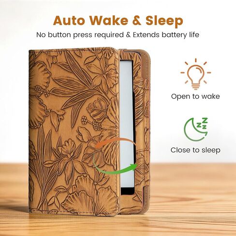 Aesthetic Book Case for 7"/6.8" Kindle Paperwhite (12th/11th Generation) & Colorsoft, Vintage Pu Leather Folio Sleeve with Stand, Left/Right Hand Straps & Card Pocket Wallet (Dark Brown) in Saudi Arabia